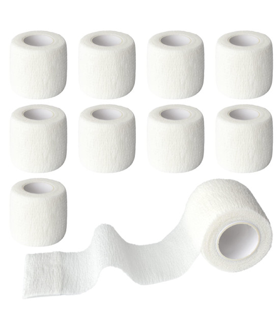 Gondiane 9 Pack 2 x 5 Yards Self Adhesive Bandage Wrap Self Stick Wrap for Ankle, Wrist, Finger, Sports, Breathable Cohesive Vet Tape for Pets (White)