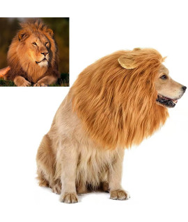 Funny Dog Cosplay Lion Brown Wig, Realistic Lion Mane Wig, Dog Lion Mane for Halloween, Christmas, Parties, Festivals, Dog Wigs for Large Dogs