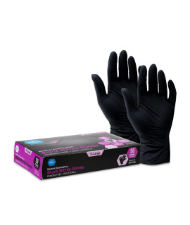 MED PRIDE Black Nitrile Examination gloves Medium Box of 50]- 4 Mil Thick Disposable LatexPowder-Free Surgical gloves For Doctors Hospital Home Use