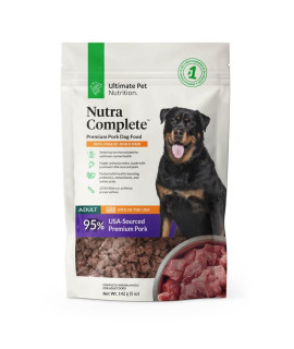 ULTIMATE PET NUTRITION Nutra Complete, 100% Freeze Dried Veterinarian Formulated Raw Dog Food with Antioxidants Prebiotics and Amino Acids, (Pork, 5 OZ)
