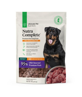 ULTIMATE PET NUTRITION Nutra Complete, 100% Freeze Dried Veterinarian Formulated Raw Dog Food with Antioxidants Prebiotics and Amino Acids, (Pork, 16 OZ)