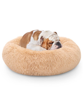 Nobleza Dog Beds for Medium Dogs, Washable Soft Round Fluffy Donut Self Warming cat Bed, Anti-Anxiety cuddler Dog calming Bed for Indoor Snoozer Snuggle, 30 x 30 x 8, cashmere