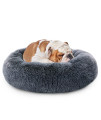 Nobleza Dog Beds for Medium Dogs, Washable Soft Round Fluffy Donut Self Warming cat Bed, Anti-Anxiety cuddler Dog calming Bed for Indoor Snoozer Snuggle, 30 x 30 x 8, Dark grey