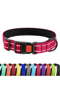 CollarDirect Reflective Padded Dog Collar for a Small, Medium, Large Dog or Puppy with a Quick Release Buckle - Boy and Girl - Nylon Suitable for Swimming (12-16 Inch, Pink)