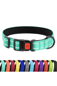 CollarDirect Reflective Padded Dog Collar for a Small, Medium, Large Dog or Puppy with a Quick Release Buckle - Boy and Girl - Nylon Suitable for Swimming (18-26 Inch, Mint Green)