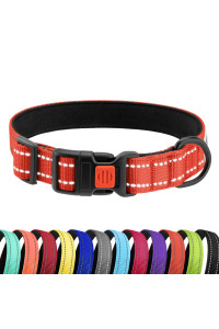 CollarDirect Reflective Padded Dog Collar for a Small, Medium, Large Dog or Puppy with a Quick Release Buckle - Boy and Girl - Nylon Suitable for Swimming (14-18 Inch, Orange)