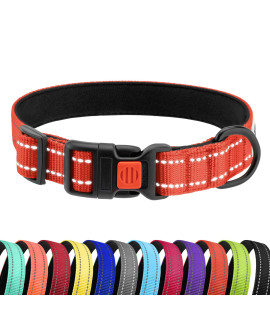 CollarDirect Reflective Padded Dog Collar for a Small, Medium, Large Dog or Puppy with a Quick Release Buckle - Boy and Girl - Nylon Suitable for Swimming (14-18 Inch, Orange)