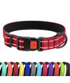 CollarDirect Reflective Padded Dog Collar for a Small, Medium, Large Dog or Puppy with a Quick Release Buckle - Boy and Girl - Nylon Suitable for Swimming (14-18 Inch, Red)