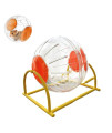 Hamster Exercise Ball Silent Hamster Wheel Small Animals Transparent Ball for Dwar Rat Relieves Boredom and Increases Activity (6inch with Stand, Orange)