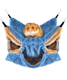 TINDTOP Small Animals Hammock, Sugar Glider Triple Bunk Bed Cage Warm Plush Hanging Hammock Bed Hideout for Hamster Guinea Pig Rat Ferret Chinchilla