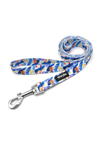 Wtryku Dog Leash for Small Medium and Large Dogs 4FT/5FT/6FT,Durable Flowers Pattern Girl Puppy Leash for Walking Training, Cute Dog Leash for Puppies(Blue Flower, 5FT X 3/4 Wide)