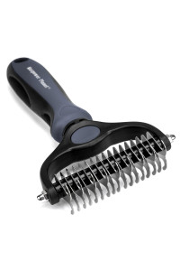 Maxpower Planet Pet Grooming Brush - Double Sided Shedding, Dematting Undercoat Rake for Dogs, Cats - Extra Wide Dog Grooming Brush, Dog Brush for Shedding, Cat Brush, Reduce Shedding by 95%, Gray
