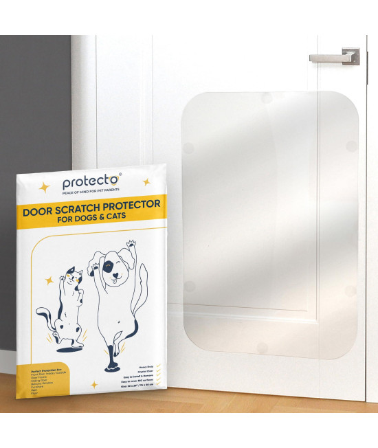 PROTECTO Cat & Dog Scratch Door Protector for Indoors & Outdoors - 2-Pack 30 x 20 Transparent Door Protector from Dog Scratching, Smooth Deterrent Surface - Easy Installation with Sticky Pads