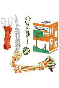 Spring Pole Dog Rope Toys: Dog Rope Pull & Tug of War Toy with a Big Spring Pole Kit & 2 Strong Dog Rope Toys & 16ft Rope - Muscle Builder Interactive Dog Toy for Pitbull Medium Large Dog Alaska
