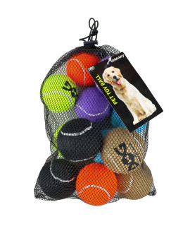 insum Squeaky Tennis Balls for Dogs Colorful Easy Catching Pet Dog Balls 12 Pack (Squeak-2.5inch-6colors)