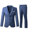 Mens Suits Slim Fit 3 Piece Suit Set Denim Blue Suit Prom Tuxedos groomsmen Suits for Wedding Solid Blazer Jacket Vest Pants XL