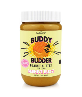 BUDDY BUDDER Bark Bistro Company, Beehive Buzz, 100% Natural Dog Peanut Butter, Healthy Peanut Butter, Stuff in Toy, Dog Pill Pocket - Made in USA (17oz Jars)