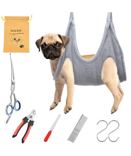 WSCXSC Dog Grooming Hammock,Pet Grooming Hammock,Dog Grooming Sling,Cats&Dogs Grooming Restraint Bag,Dog Grooming Supplies,Dog Nail Clipper(XS)