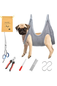 WSCXSC Dog Grooming Hammock for Medium Dogs,Pet Grooming Hammock,Dog Grooming Sling,Cats&Dogs Grooming Restraint Bag,Dog Grooming Supplies,Dog Nail Clipper(M)