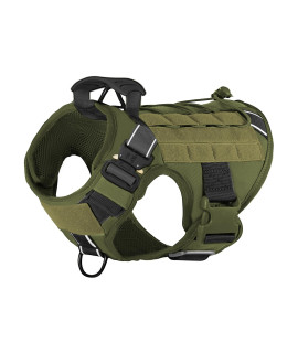 PETODAY Tactical Dog Harness for Large Dogs,Working Dog Training Molle Vest,with 2X Metal Buckle,Military Dog Harness with Handle,Hook and Loop Panel for Dog Patch (Green, L)
