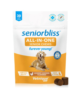 Vetnique Labs Seniorbliss Aging Dog (7+) Senior Dog Vitamins and Supplements, Supports Heart, Allergy, Arthritis, Skin and Coat - furever Young (All-in-One Daily Vitamin, 30ct)