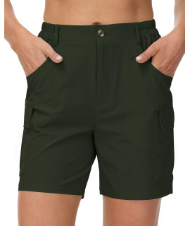 cakulo Womens Hiking cargo Shorts 6 Quick Dry Plus Size Lightweight Bermuda casual Walking Stretch golf Active Summer Magellan Travel Work Shorts with Pockets Water Resistant Army green 4XL