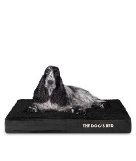 The Dog?s Bed Orthopedic Memory Foam Dog Bed, Medium Black Plush 34x22, Pain Relief for Arthritis, Hip & Elbow Dysplasia, Post Surgery, Lameness, Supportive, Calming, Waterproof Washable Cover