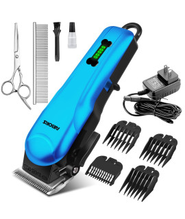 AIBORS Dog grooming Kit Low Noise Rechargeable cordless Electric Pet Hair grooming clippers, Professional Dog grooming clippers Dog Trimmer Shaver for Small Large Dogs cats Pets (Blue)