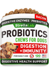 Dog Probiotics Treats for Picky Eaters - Digestive Enzymes + Prebiotics - Chewable Fiber Supplement - Allergy, Diarrhea, Gas, Constipation, Upset Stomach Relief - Improve Digestion, Immunity