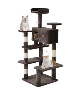 BestPet 54in cat Tree Tower with cat Scratching Post ,Multi-Level cat condo cat Tree for Indoor cats Stand House Furniture Kittens Activity Tower with Funny Toys for Kitty Pet Play House (Dark gray)