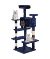 BestPet 54in cat Tree Tower with cat Scratching Post,Multi-Level cat condo cat Tree for Indoor cats Stand House Furniture Kittens Activity Tower with Funny Toys for Kitty Pet Play House,NavyABlue