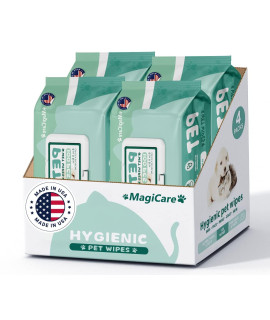 MAgIcARE Dog Wipes - 400 pcs Dog cleaning Wipes Bundle - Enriched with Vitamin E and Aloe Vera - 8 x 8 inch cat cleaning Wipes - Large Pet Wipes Made in The USA - Vet and groomer Recommended