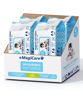 MAGICARE Pet Wipes - 400 pcs Dog Wipes - 8x8 Inch Unscented Dog Paw Cleaner Wipes for Body, Ears, Face, and Skin - Ultra Thick & Soft with Hypoallergenic Formula - Ideal Pet Wipes for Dogs & Cats