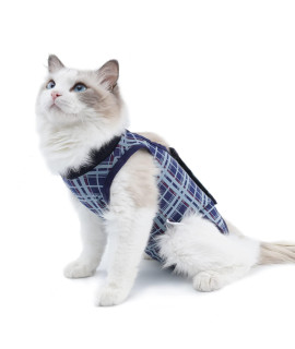 Cat Recovery Suit for Abdominal Wounds or Skin Diseases,Anti Licking Wounds Breathable E-Collar Alternative for Cats and Dogs, After Surgery Wear Pet Surgical Recovery Pajama Suit Onesies for Cats