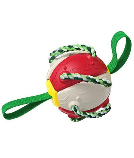 Rebound Frisbee Ball Interactive Training Ball Molar Ball Tug-of-war Toy Multifunctional Outdoor Football Dog Toy (china red)