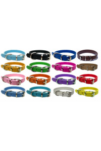 Strong Leather Dog collar for Puppy, cat, Kitten, Dogs - For Small, Medium & Large Pet collars (Medium (28cm - 36cm Neck), Orange)