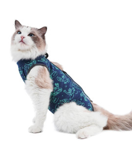 kzrfojy Cat After Surgery Recovery Suit / Onesie for Surgical Abdominal Wound Or Skin Diseases E-Collar Alternative Wear Cat Neutering Bodysuit Wear (Dark-Blue-M)