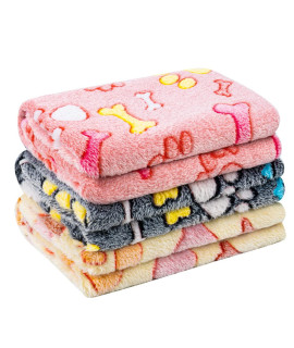 Pet Soft Blankets for Dogs - Fluffy Cats Dogs Blankets for Small Medium & Large Dogs, Cute Print Pet Throw Puppy Blankets Fleece (Bone, 3M)