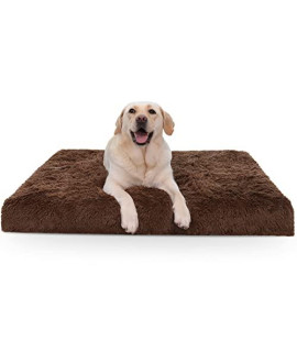 MIHIKK Extra Large Dog Bed, XL Orthopedic Egg Crate Foam Dog Bed with Removable Washable Cover, Waterproof Dog Mattress Nonskid Bottom, Comfy Anti Anxiety Pet Bed Mat, 41x29 inch, Brown