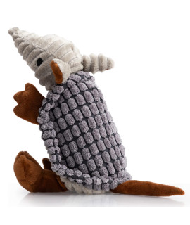 Hollypet Dog Plush Toys, Dog Squeak Toys, Pet Stuffed Animals Toys for Small Medium Large All Breed Sizes Dogs, Armadillo Dog chew Toy, corn Shell for clean Teeth, Dark gray