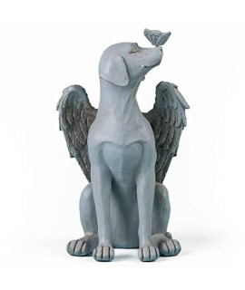 iHeartDogs Dog Memorial Angel Figurine with Butterfly - Dog Statue Pet Memorial Gifts