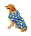 HDE Dog Bathrobe Super Absorbent Quick Drying Towel with Hood for All Dog Breeds Sizes S-XXL - Blue Rubber Ducks - XXL