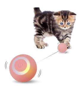 PAKESI Interactive Cat Toys Ball, Automatic 360 Self-Rotating Rolling Ball with USB Rechargeable pet Exercise Chase Toy Ball for Kitten & Dog Playing -Pink