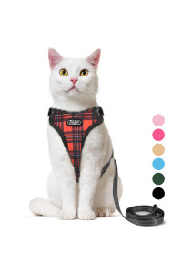Supet Cat Harness and Leash Escape Proof for Walking, Black Plaid Cat Vest Harness and Leash Set for Large and Small Kittens Dogs