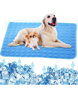 XinChangShangMao Dog Cooling Mat, Pet Dog Self Cooling Pad, Ice Silk Washable Summer Cool Mat for Cats, Kennels, Crates and Beds (XX-Large 59''?0'', Blue)