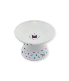 Necoichi Extra Wide Raised Cat Food Bowl (Colorfu Dots Limited Edition, Extra Wide)