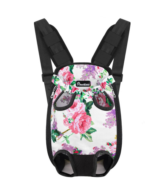 Pawaboo Pet carrier Backpack, Adjustable Pet Front cat Dog carrier Backpack Travel Bag, Legs Out, Easy-Fit for Traveling Hiking camping for Small Medium Dogs cats Puppies, Medium, Flowers
