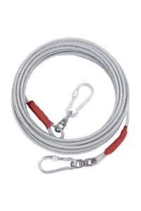 Dog Tie Out Cable for Dogs Outside Up to 125/250lbs,10/20/30/50FT Long Dog Leashe&Chains,Small-Large Dogs Runner Cable for Yard,Heavy Duty Dog Lead Line for Outdoor,Camping,Yard(250lbs 10FT, Silver)