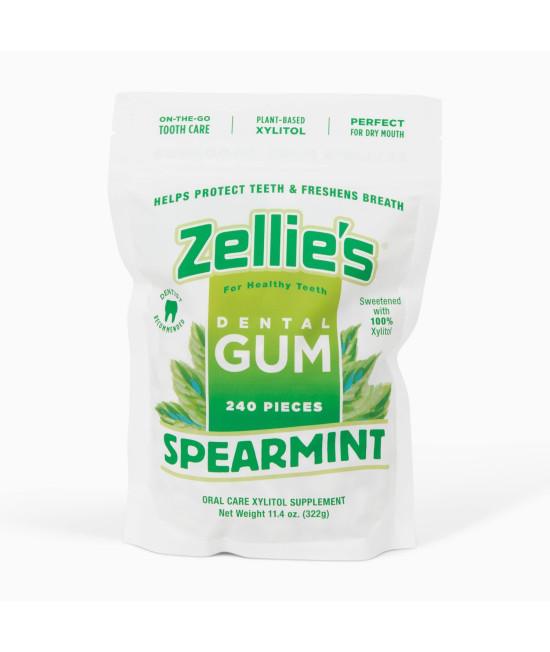 Zellies 100 Xylitol Sugar Free Spearmint chewing gum Spearmint Flavor (240 count - Pack of 1)