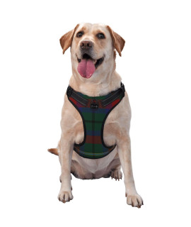 Dog Harness No Pull, County Mayo Irish Tartan Adjustable Reflective Breathable Oxford Soft Vest for Small Medium Large Dogs Training Walking Pet Harness Large